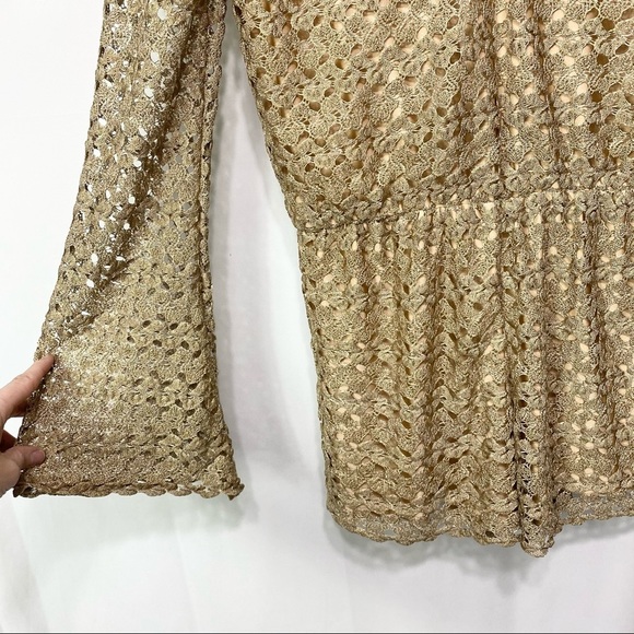 NWT-Dolce Vita Gold Lace Crochet Romper M - Picture 3 of 10